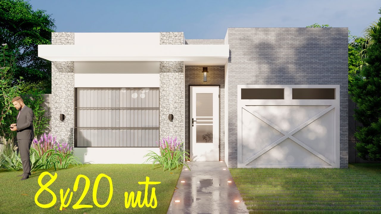 Casa de 8x20 metros con 3 dormitorios, cochera y jardín