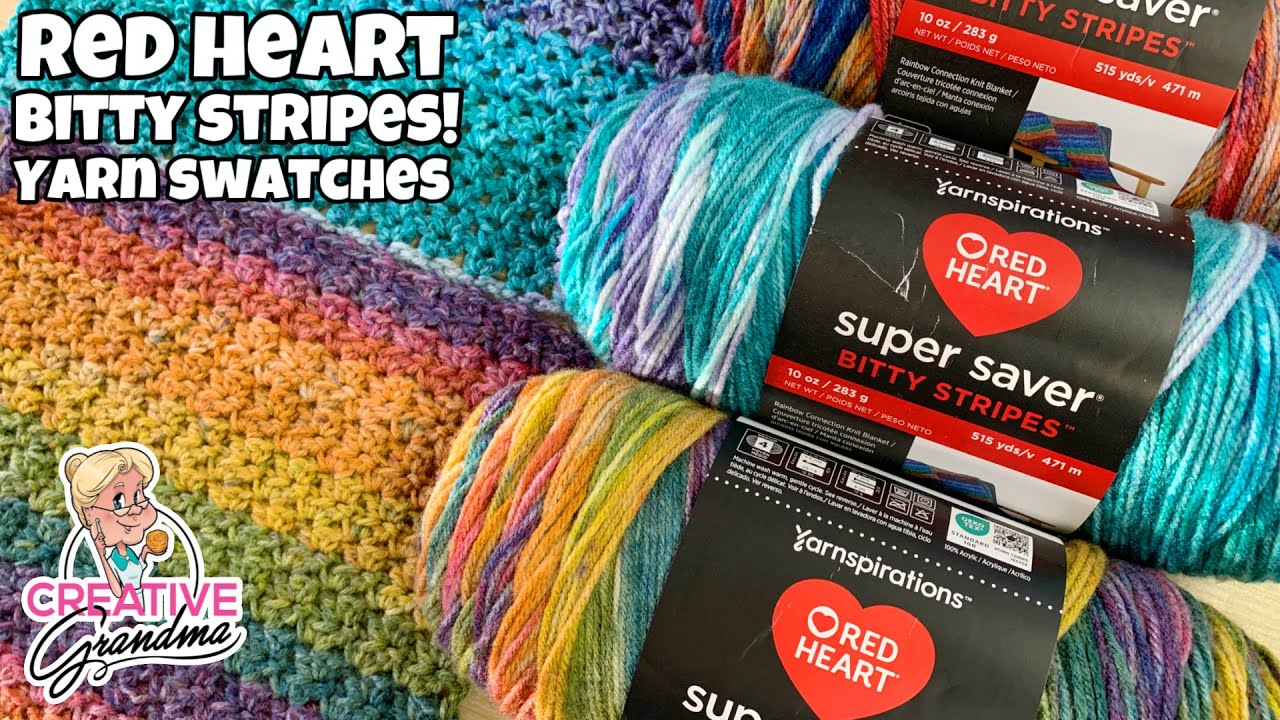 New Red Heart Bitty Stripes Yarn Swatches! 😍 You Need To See These! #redheartyarn