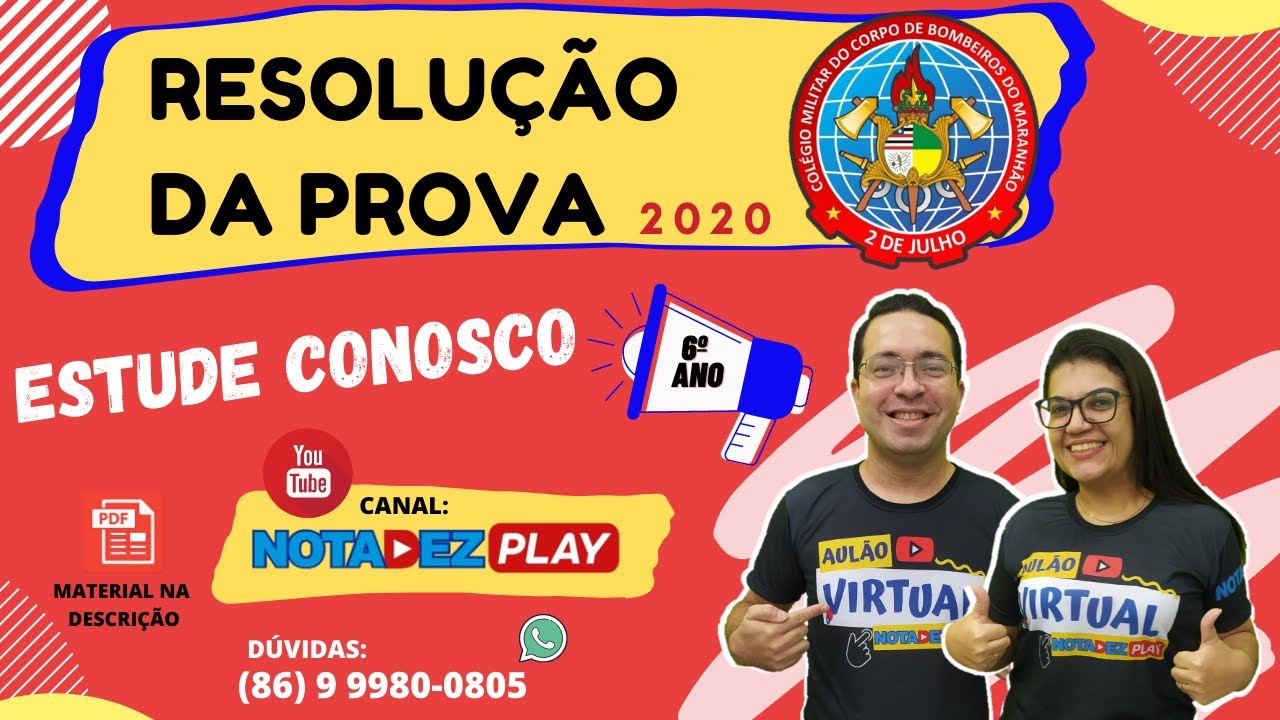 Resolução da Prova do Colégio Militar dos Bombeiros 2020 - São Luís
