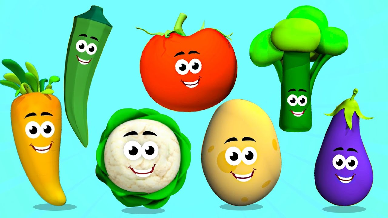 Ten Little Vegetables, Jumping on the Bed Rhyme for Kids