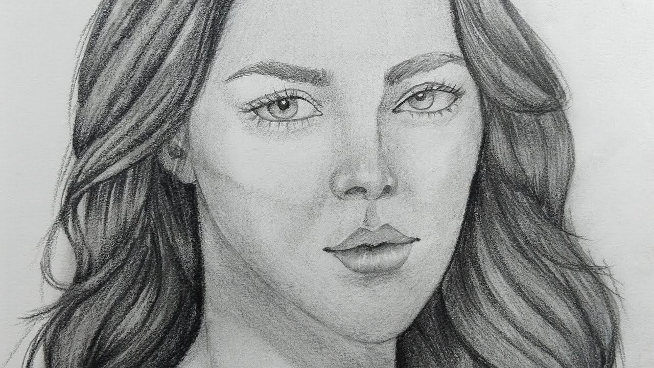How to Draw a girl's face & Hair with simple lines by the Loomis Method step by step