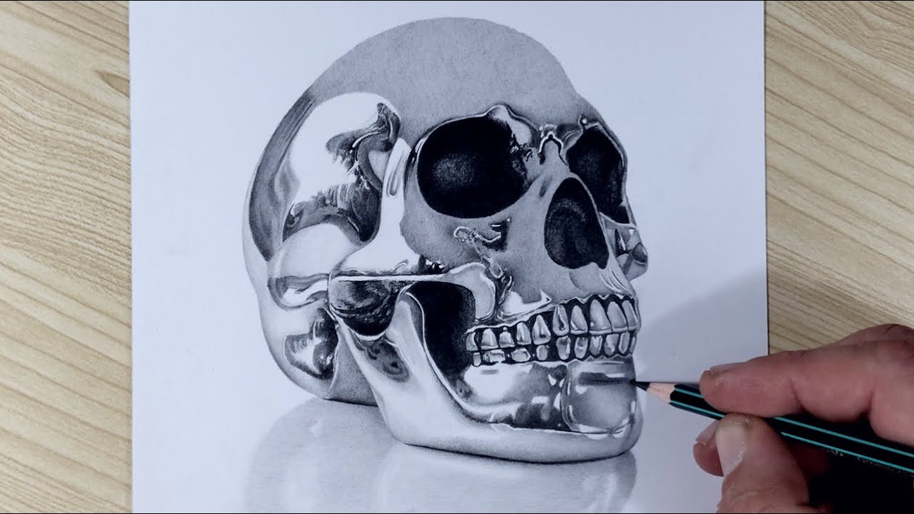 How to Draw a Metal Skull (with pencils)