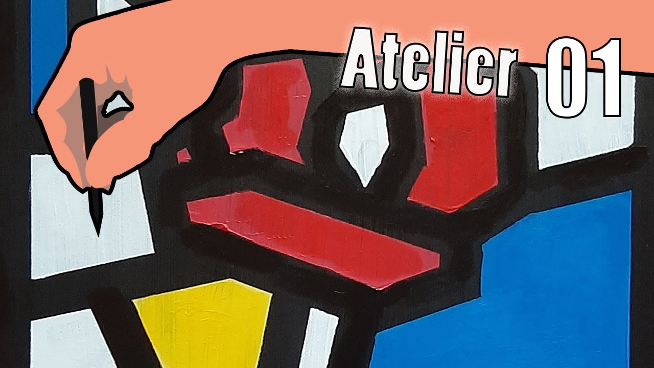 [ATELIER] - Fleur Façon MONDRIAN - 01 #atelierpeinture #mondrian #flower #peinture #tuto #toile