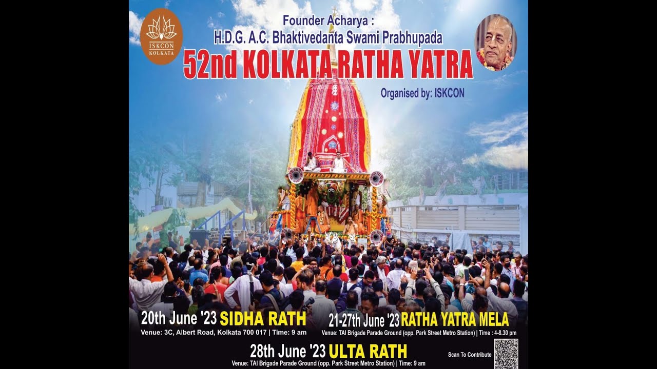 52nd Kolkata Ratha Yatra by ISKCON on 20th June 2023 (Sidhe Rath)