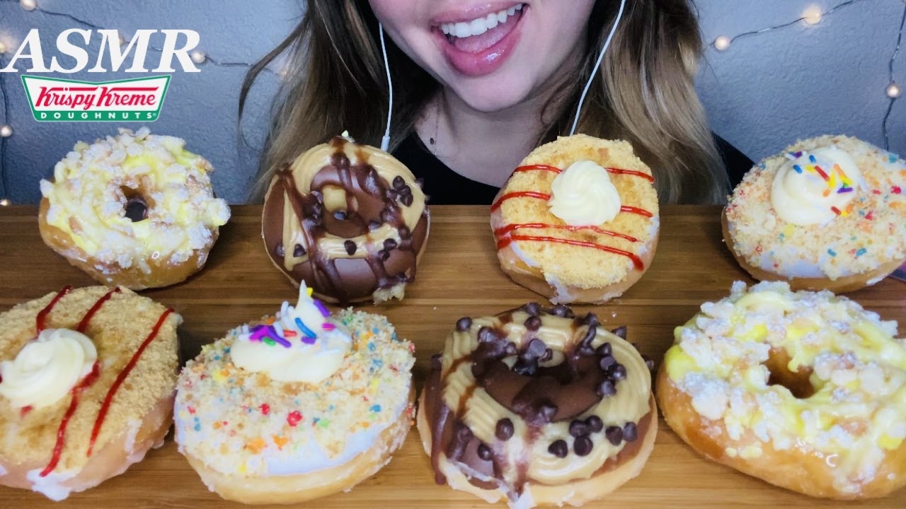 ASMR MINI KRISPY KREME DONUTS   |SATISFYING EATING SOUNDS|