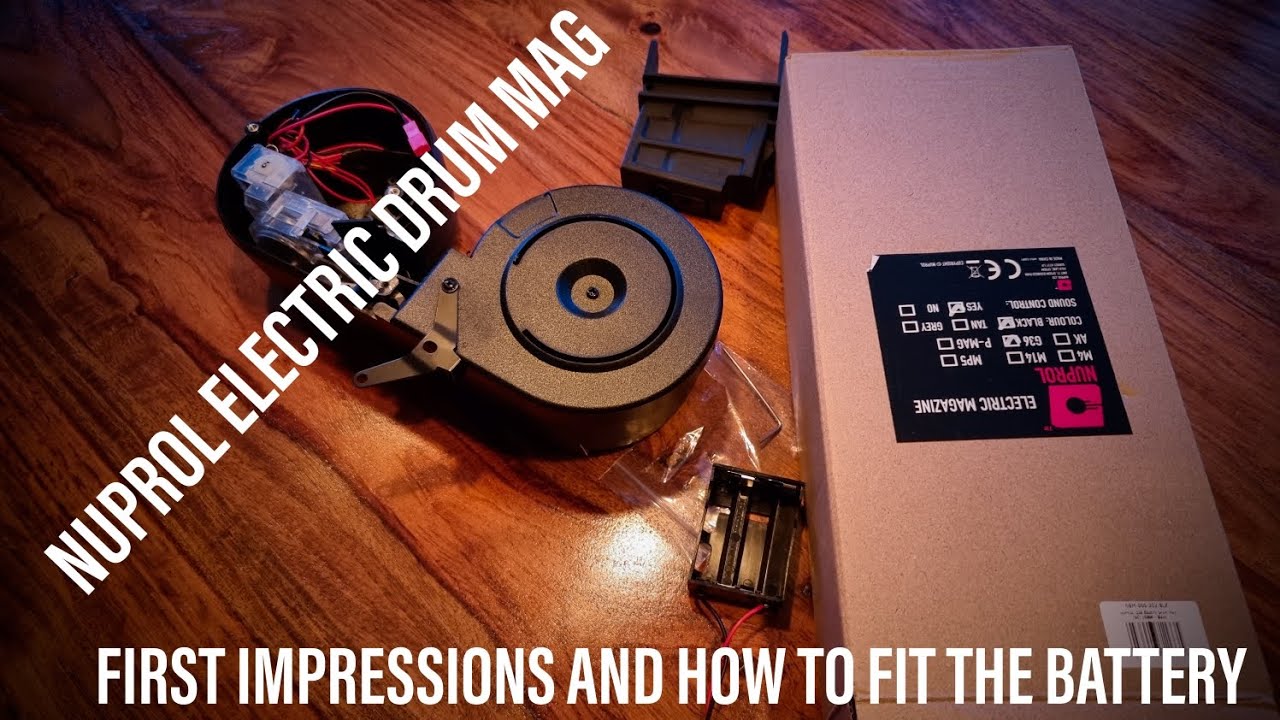 First impressions of a Nuprol sound control Airsoft Electric Drum magazine/how to fit the battery