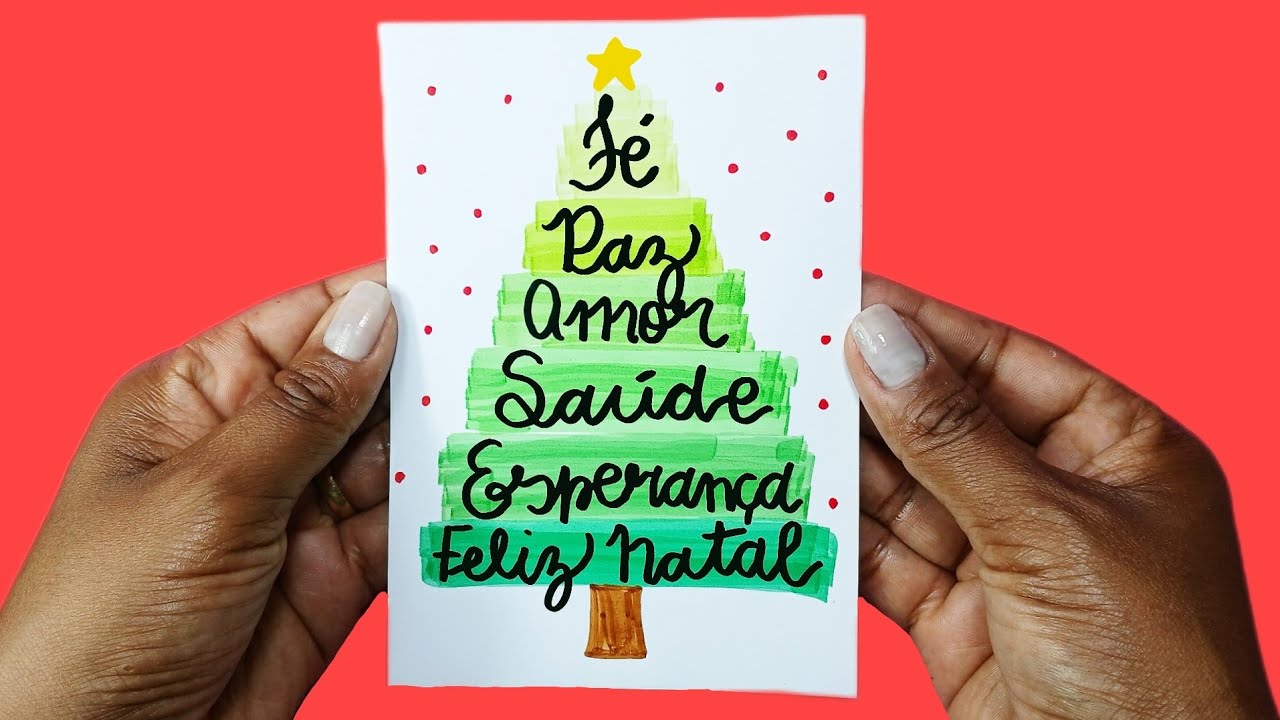 Como fazer CARTÃO DE NATAL fácil | CARTÃO LETTERING | FELIZ NATAL ❤ Hellen Chagas