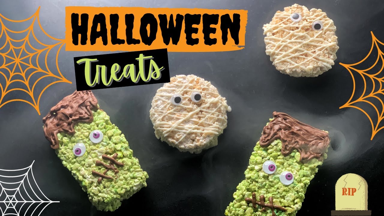 Easy Halloween Rice Krispy Treats by FoodNSpices #HalloweenTreats