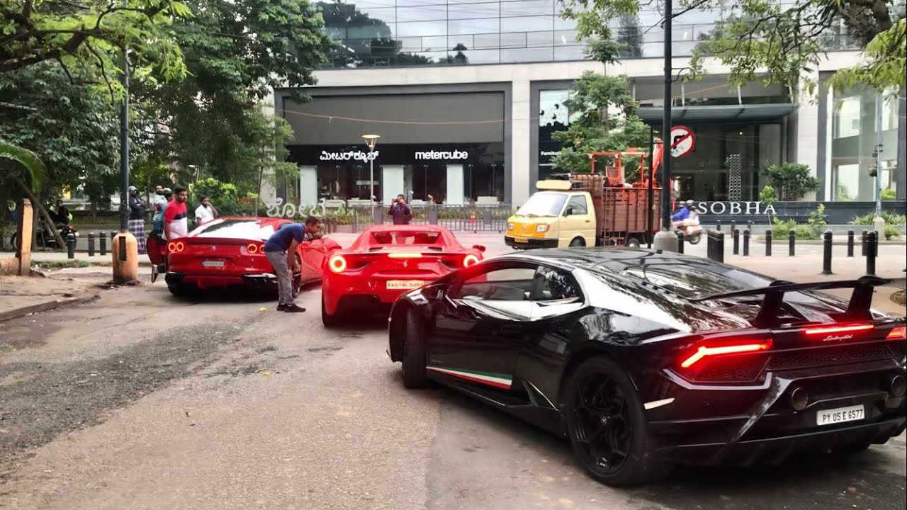 SUPERCARS IN INDIA (Bangalore) | Ferrari 488, 812 Superfast, Lamborghini Huracan, Porsche Turbo S