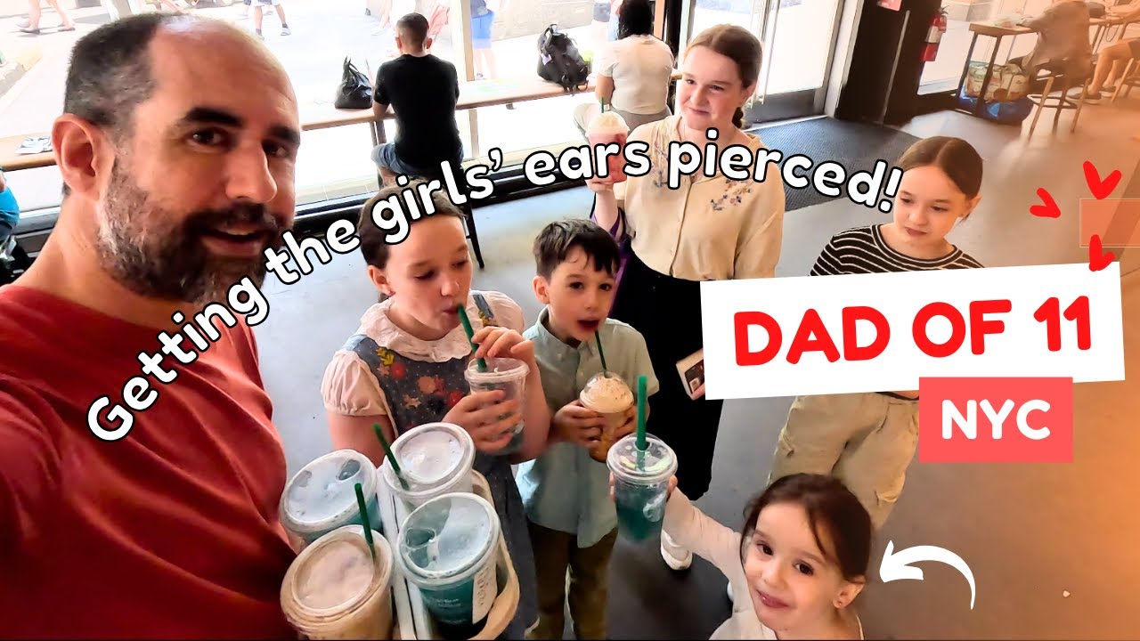 Dad of 11 ❤️ Taking the girls to get their ears pierced! + Starbucks & Beef Bowls
