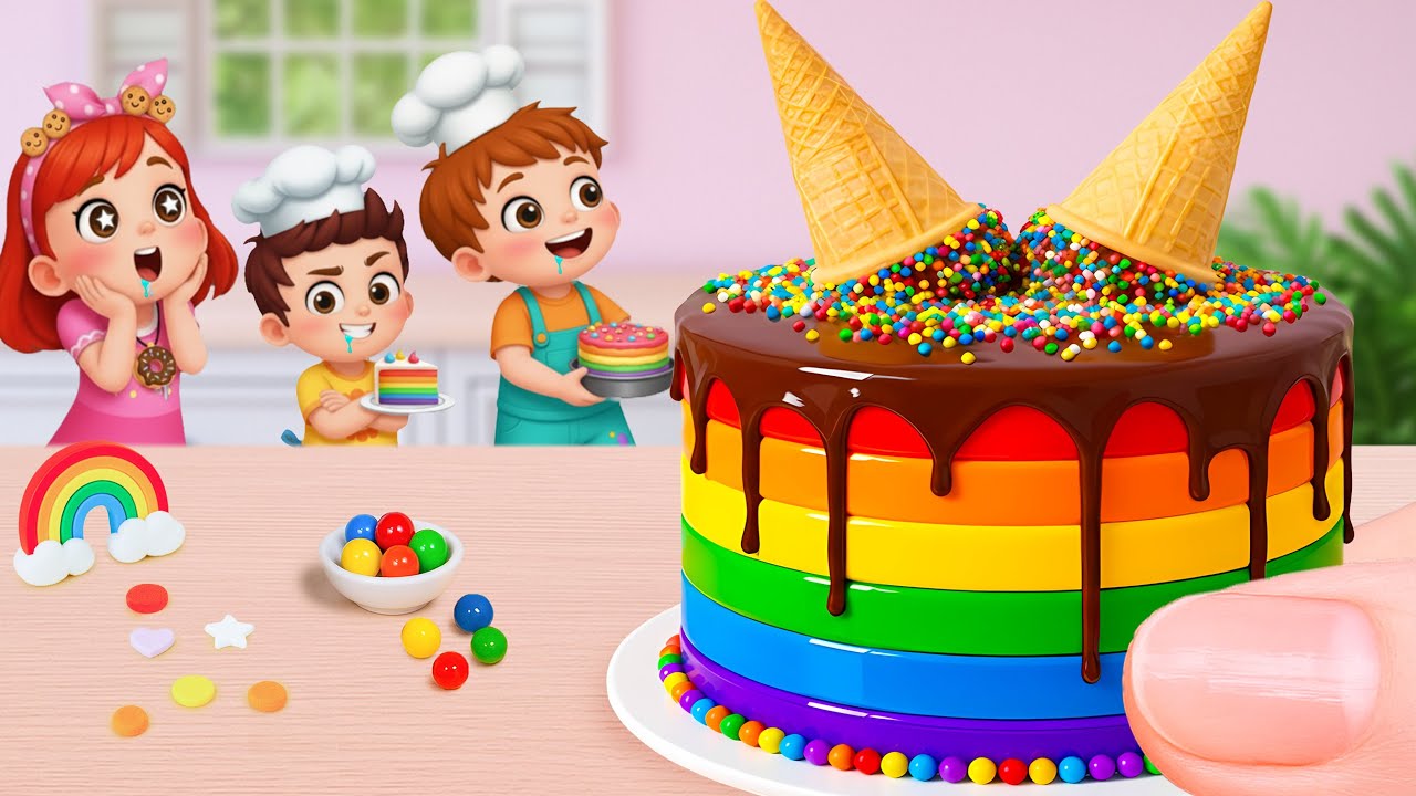 Miniature Rainbow Cake Recipe 🌈 Making Beautiful Mini Colorful Rainbow Ice Cream Cake 💕 Yummy Teeny