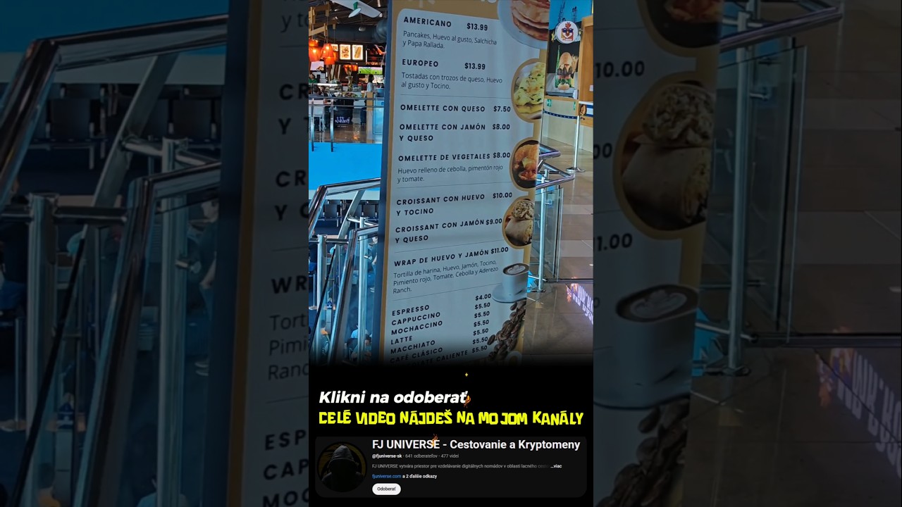 Foodcourt PTY: Cena za jedlo a pitie na Panama Tocumen Airport