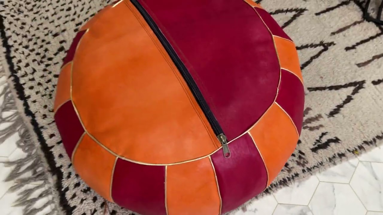 Kechart &ndash; Moroccan pure leather pouf, handmade leather pouf cover, traditional leather ottomans