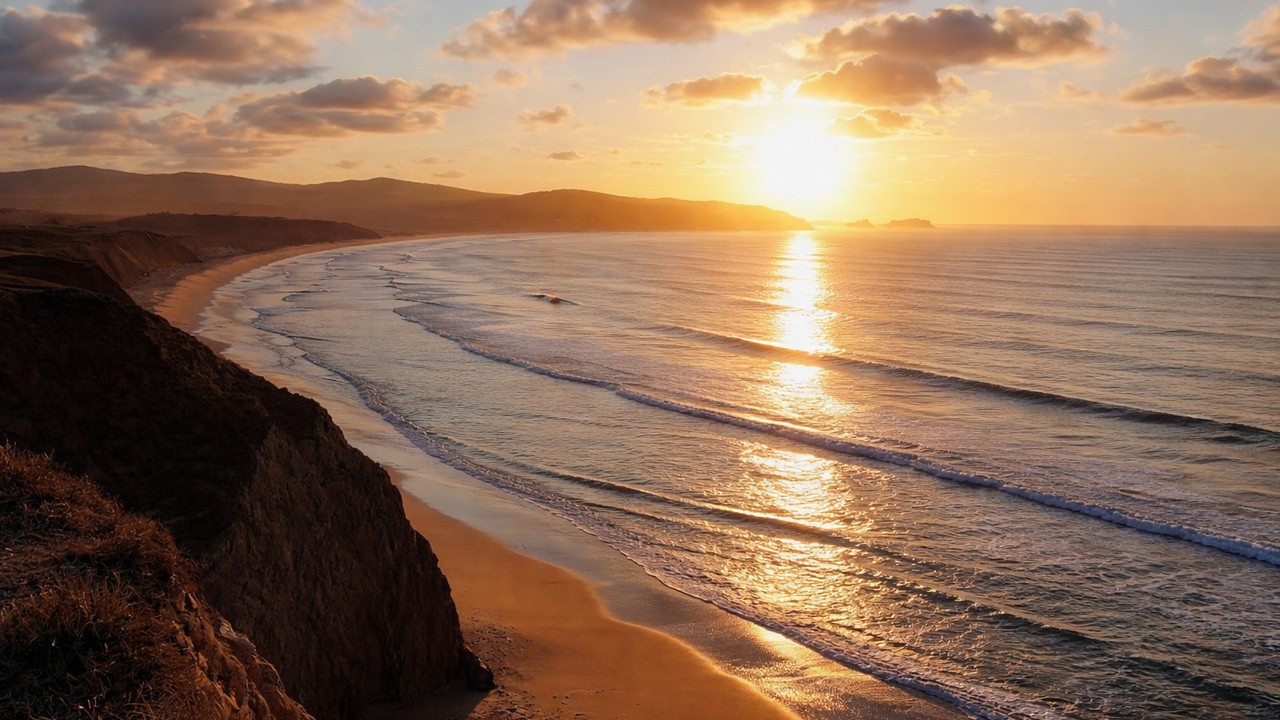 Relaxing Ocean Sunset Ambience - Calm Beach Waves for Sleep, Study & Deep Relaxation