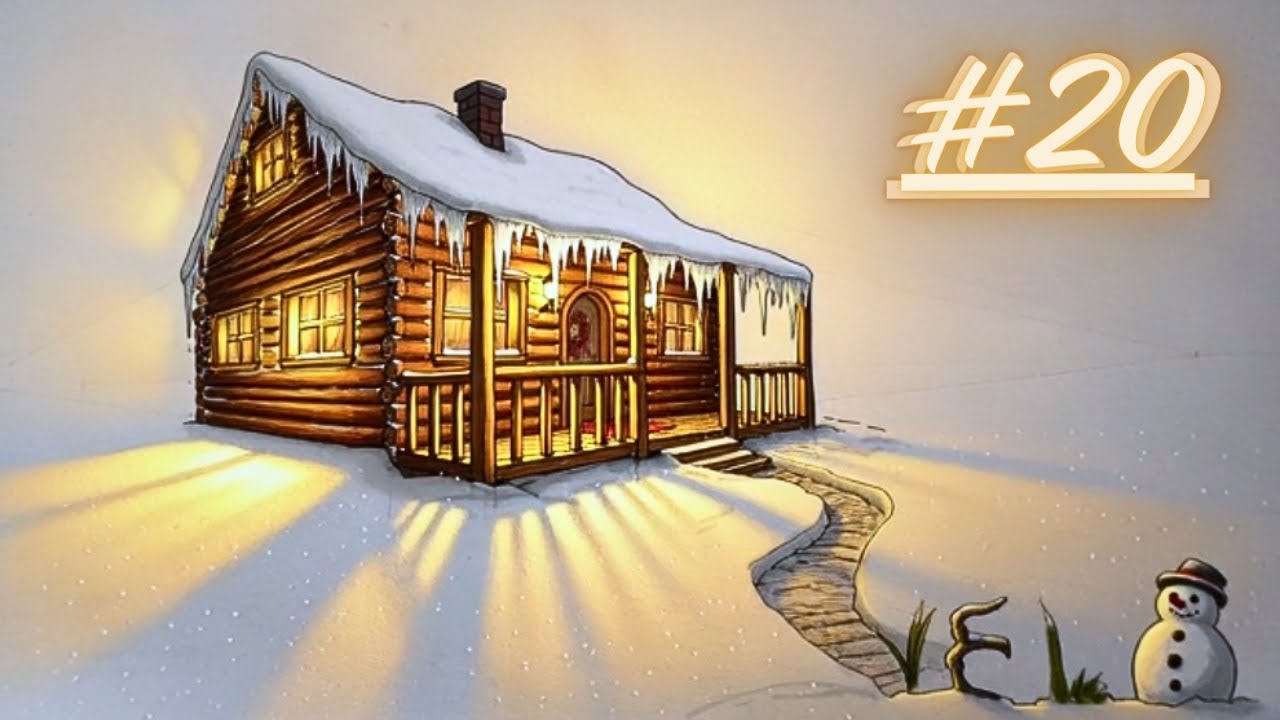 🏔️ Comment dessiner un CHALET EN BOIS 🏠 de montagne facilement ✨