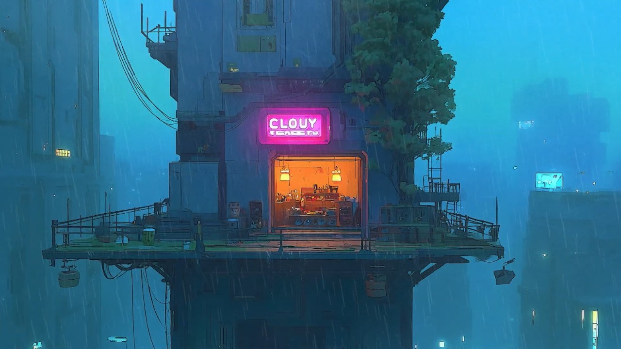 Future Mist Kinetics ⛈️ | Cyberpunk Rain Lofi Playlist | Neon Rain LoFi Hip Hip Chill