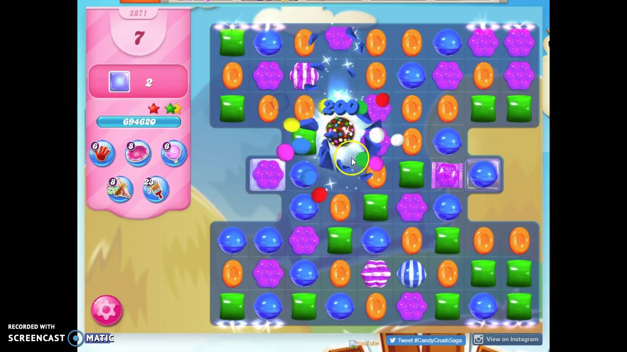 Candy Crush Level 2871 Audio Talkthrough, 3 Stars 0 Boosters