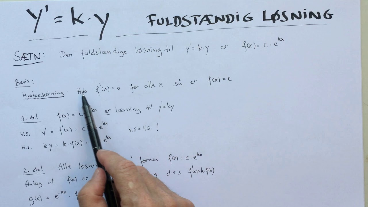 y'=k*y - fuldstændig løsning