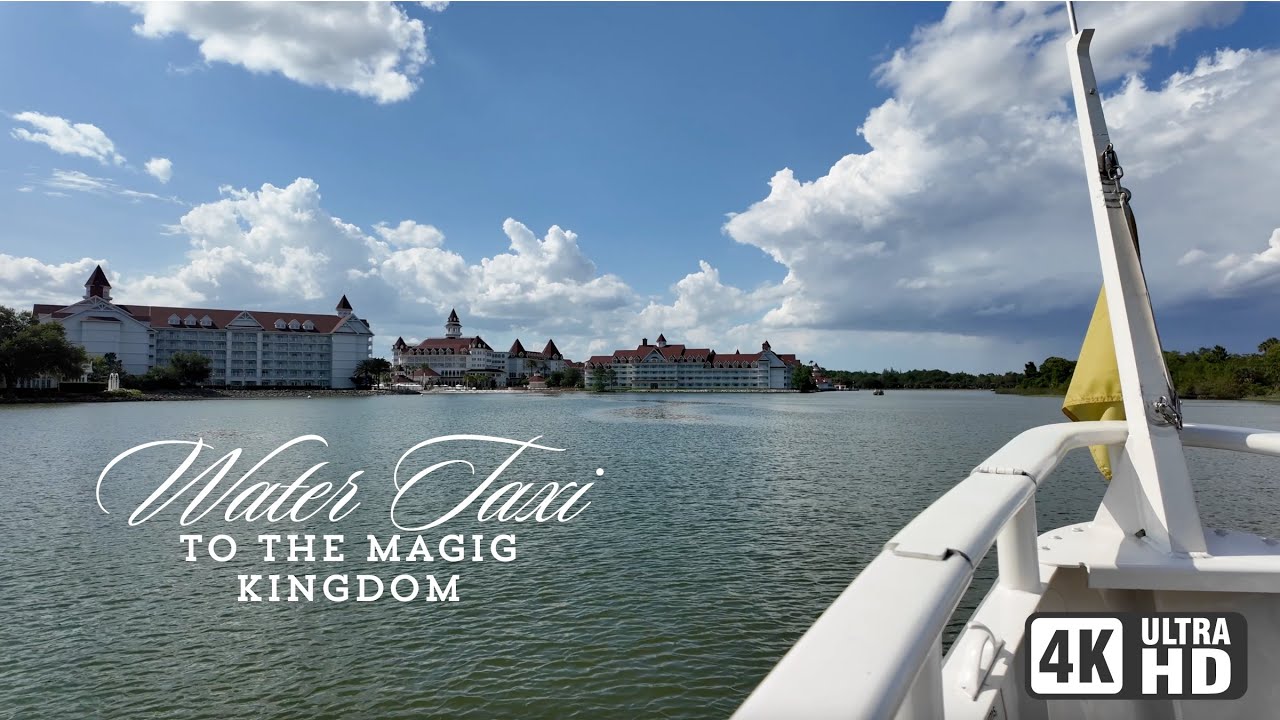 Water Taxi Journey from Polynesian Resort to Magic Kingdom | Seven Seas Lagoon Adventure in 4K
