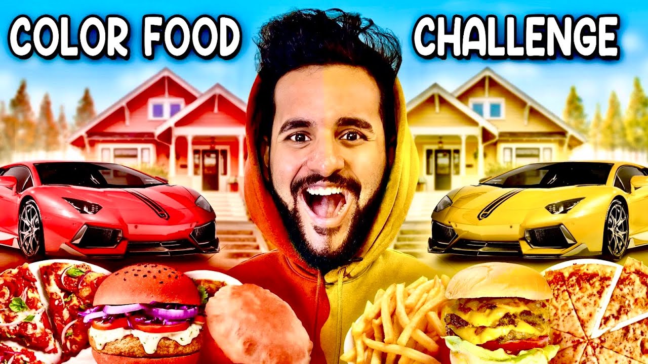 RED vs YELLOW Colour FOOD Eating challenge 😱
