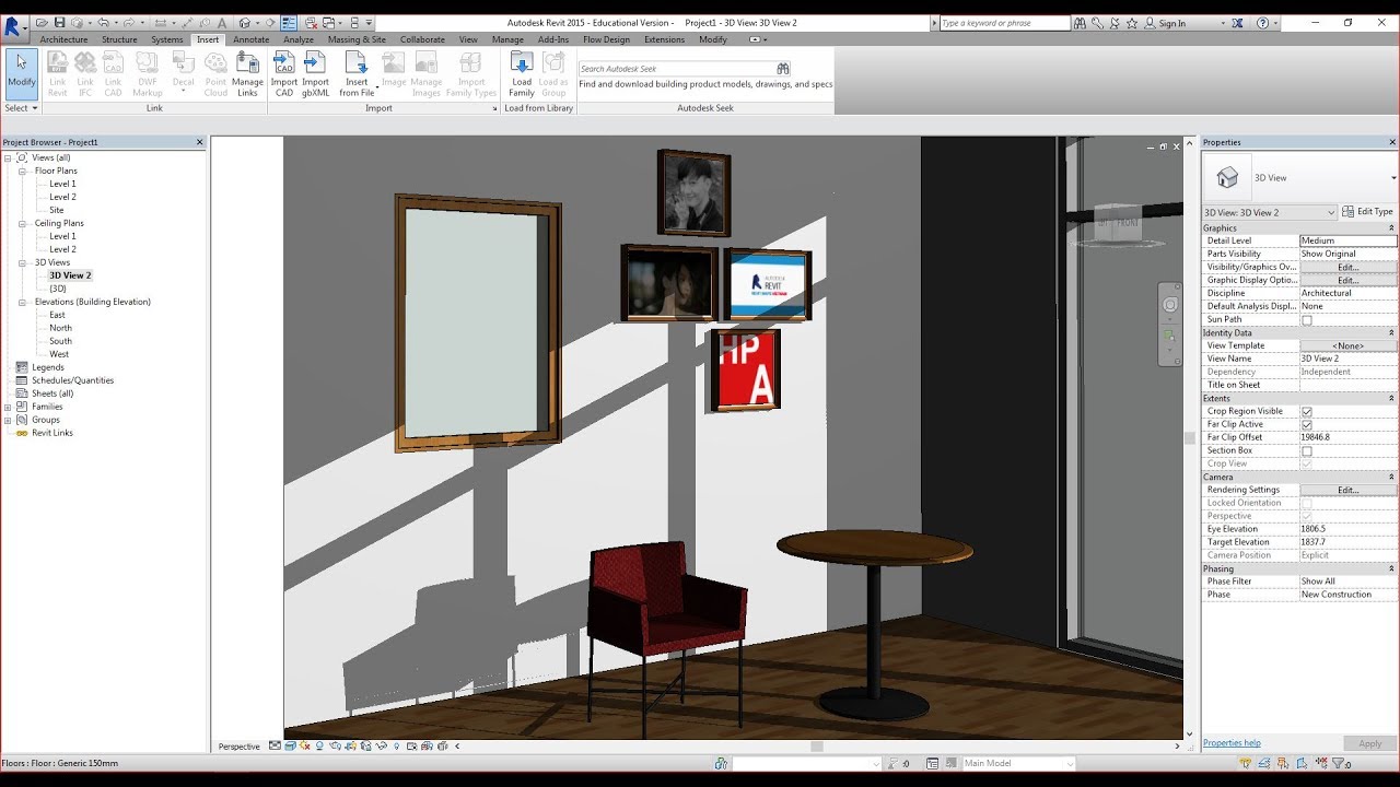 [ REVIT RENDER TUT] - Vật liệu: tranh, ảnh, tivi, tranh tường, giấy dán tường (Decal Revit)