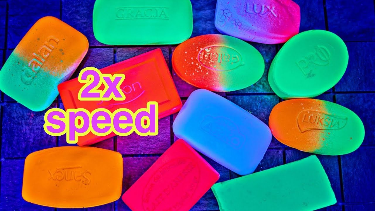 2X speed ASMR NEON soap cutting. 4K @Bossin Asmr