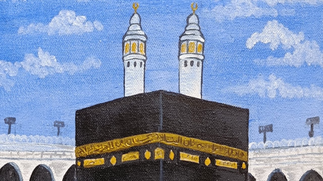 Khana Kaaba:  Most Beautiful mosque# Subscribe@NatureAdmiringArts #art #trendingshorts #painting 