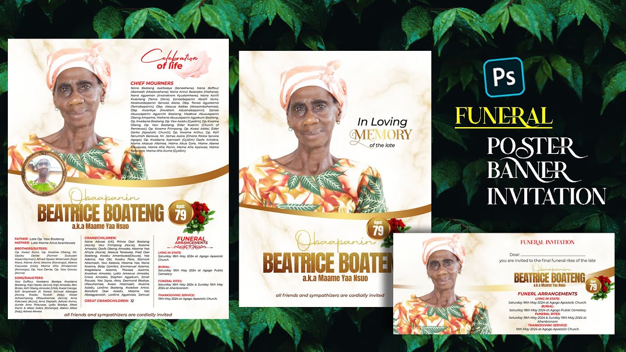 Funeral Poster  Banner    Invitation Design