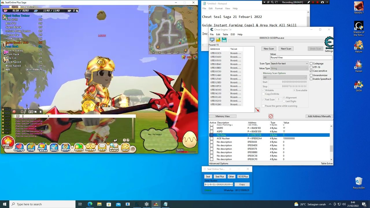 Cheat Seal Saga Cegel dan Area Hack 2022 Febuari