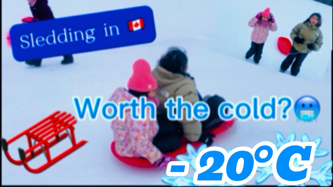 🇨🇦❄️Canada Snow Day! Sledding Adventure!  #sledding #canada #winter #kids #familywinteractivities.