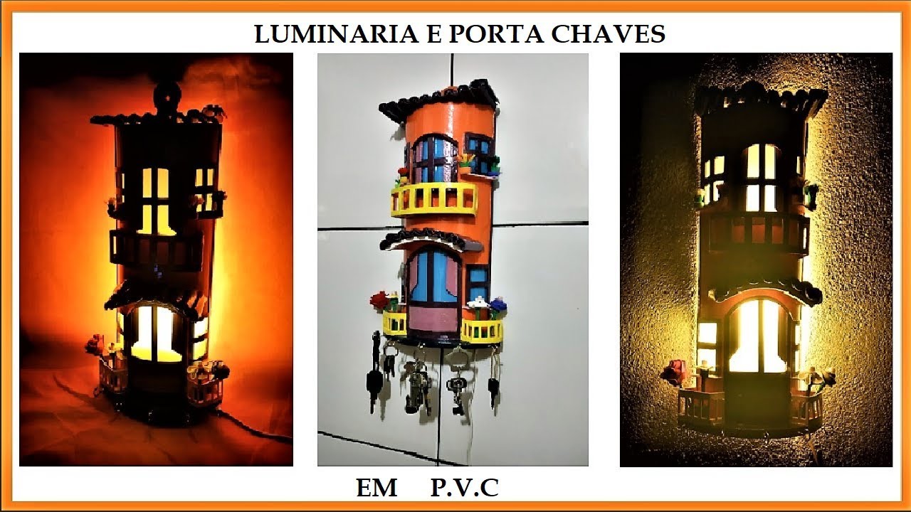 Como Fazer Luminária e porta chaves de PVC passo a passo