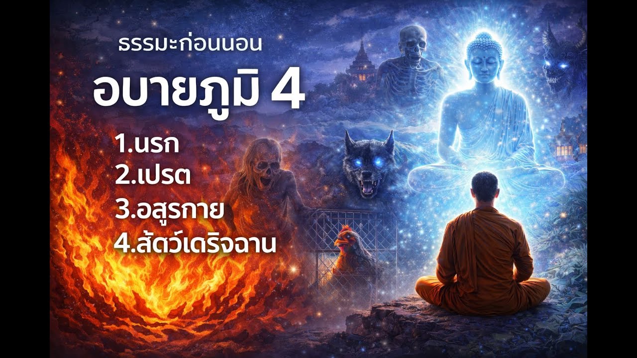 ธรรมะก่อนนอน อบายภูมิ 4 1.นรก 2.เปรต 3.อสุรกาย 4.สัตว์เดรัจฉาน
