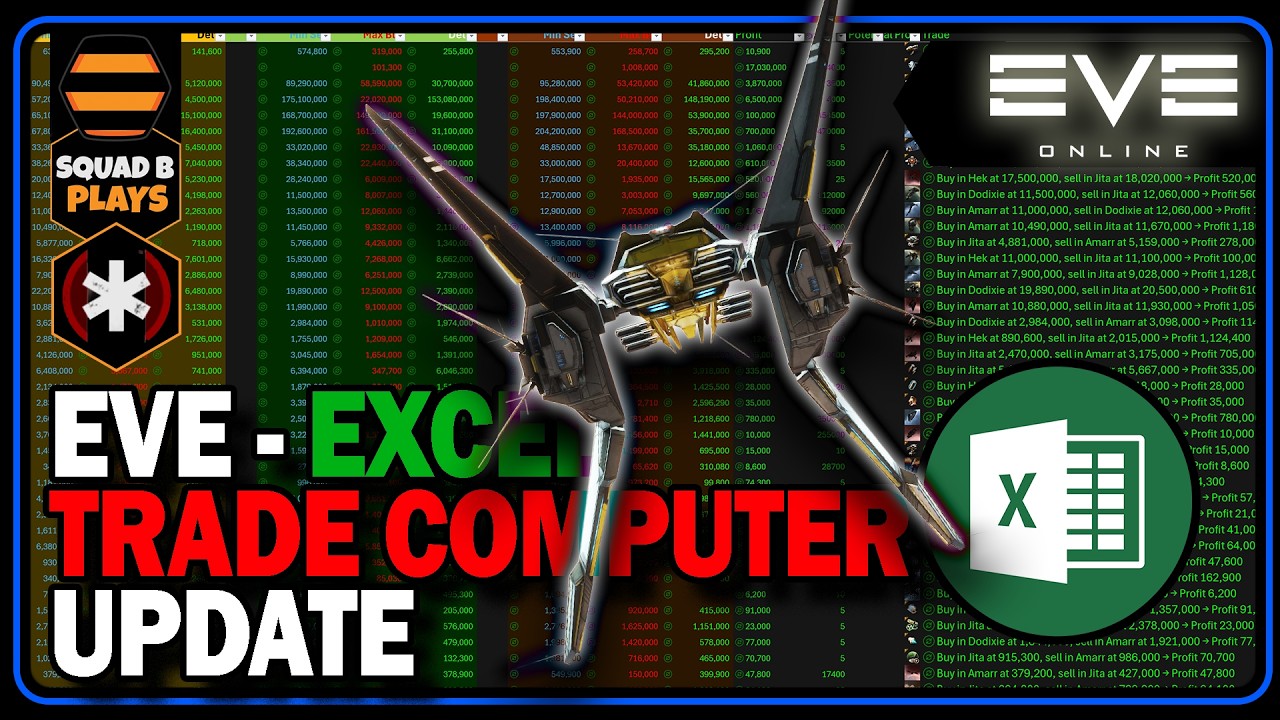 Обновление информации о торговом компьютере Excel в EVE Online