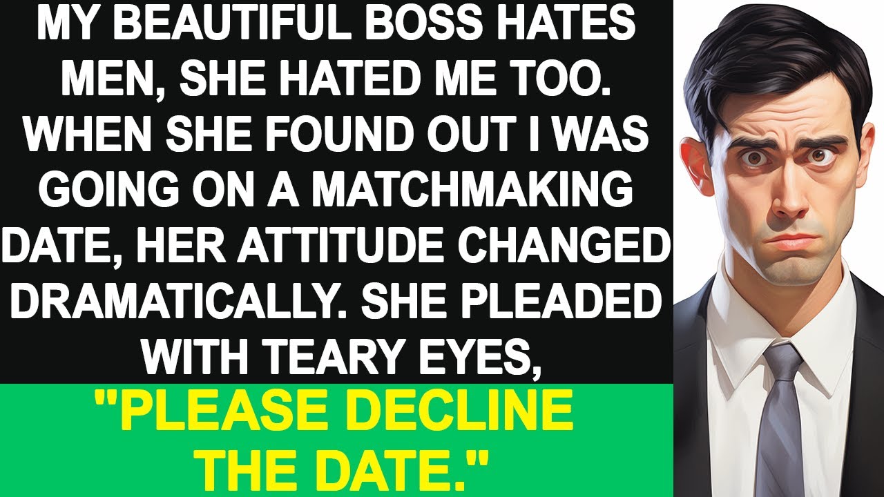 My beautiful boss hates men. When she found out I was going on a blind date, she asked me not to go.