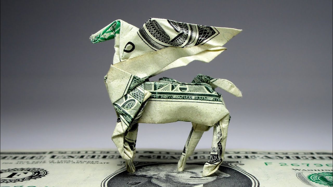 Origami Dollar bill Pegasus tutorial (Won Park) 折り紙 ペガサス $1 money billete