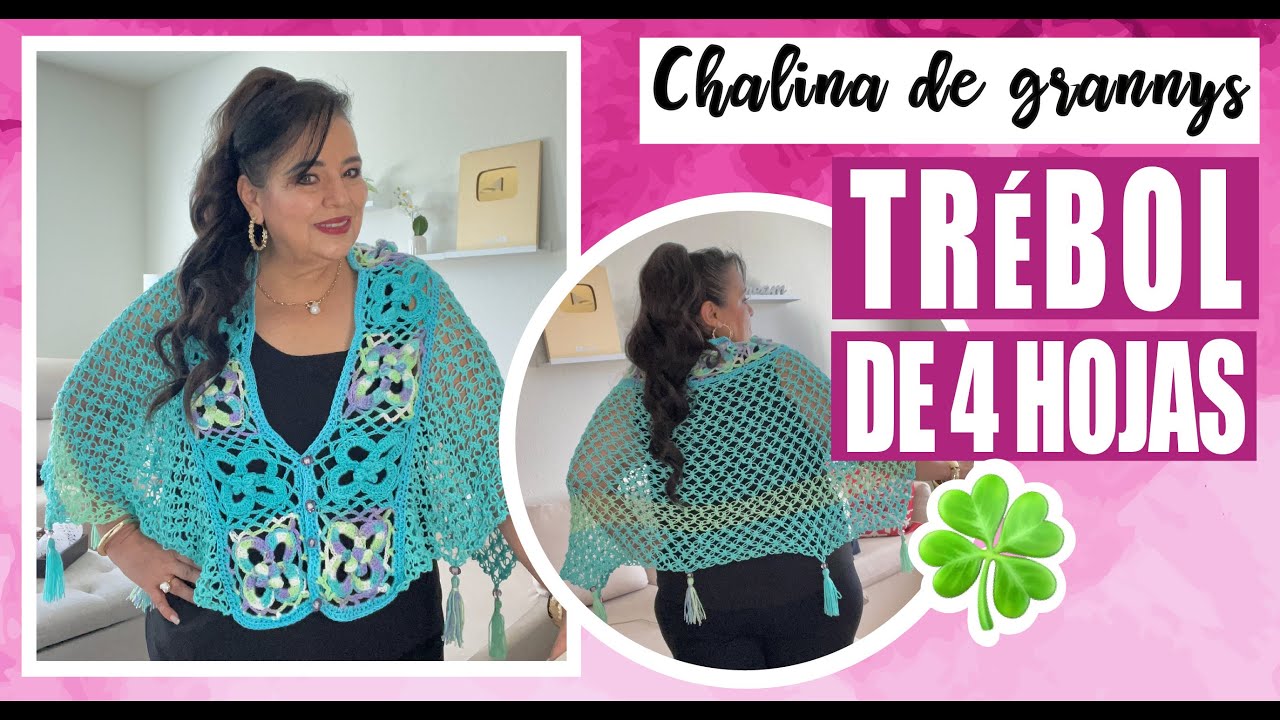 🍀Chalina con Grannys de Trébol de cuatro hojas - Paso a paso ✨Yo tejo con LAURA CEPEDA