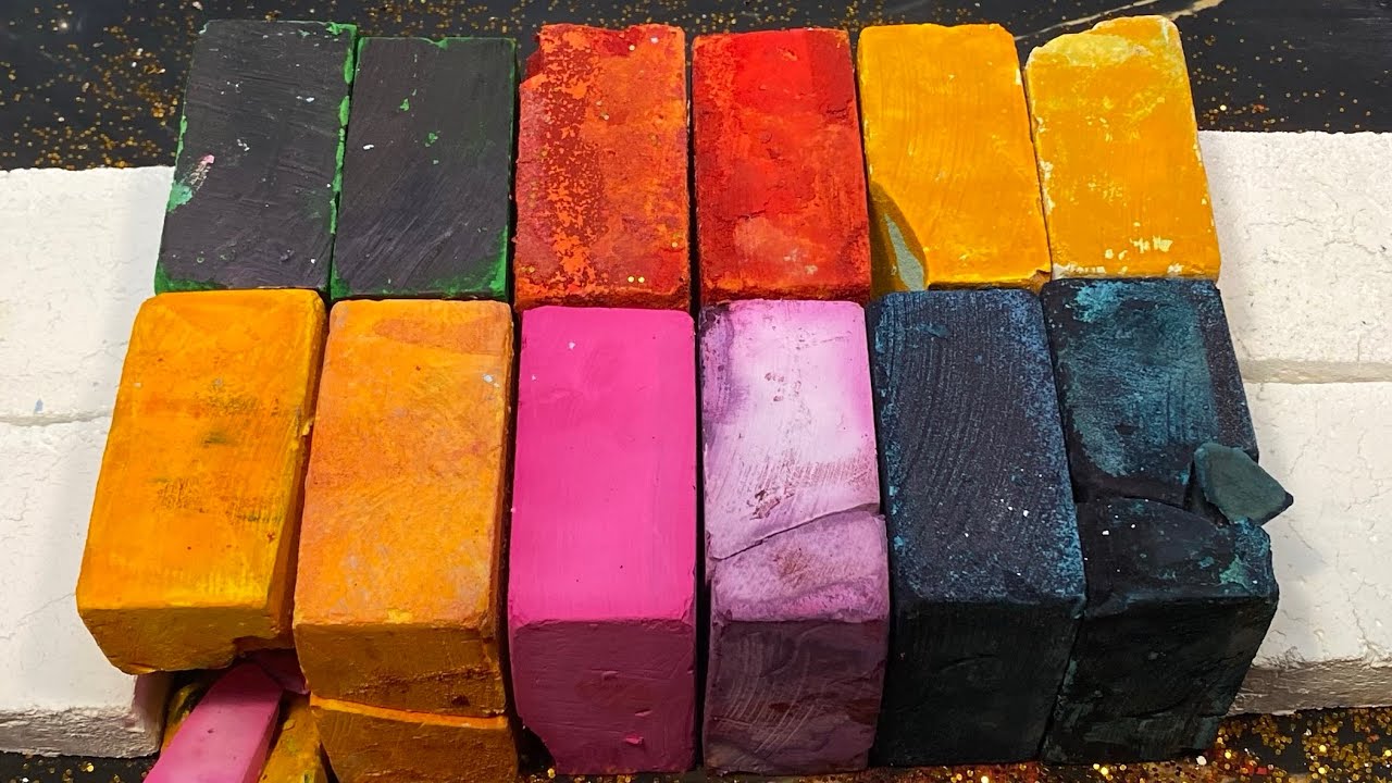 Deep Dyed Crunchy Gym chalk Blocks with Freshies | Gym Chalk asmr | Oddly Satisfying | Relax | asmr