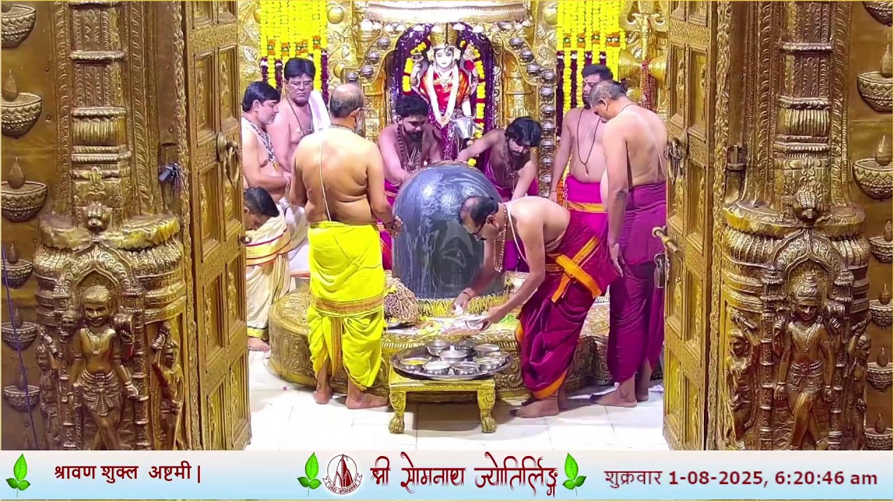 🔴 Live Pratah Mahapooja & Pratah Aarti - Shree Somnath Temple, First Jyotirlinga-01-Aug-2025