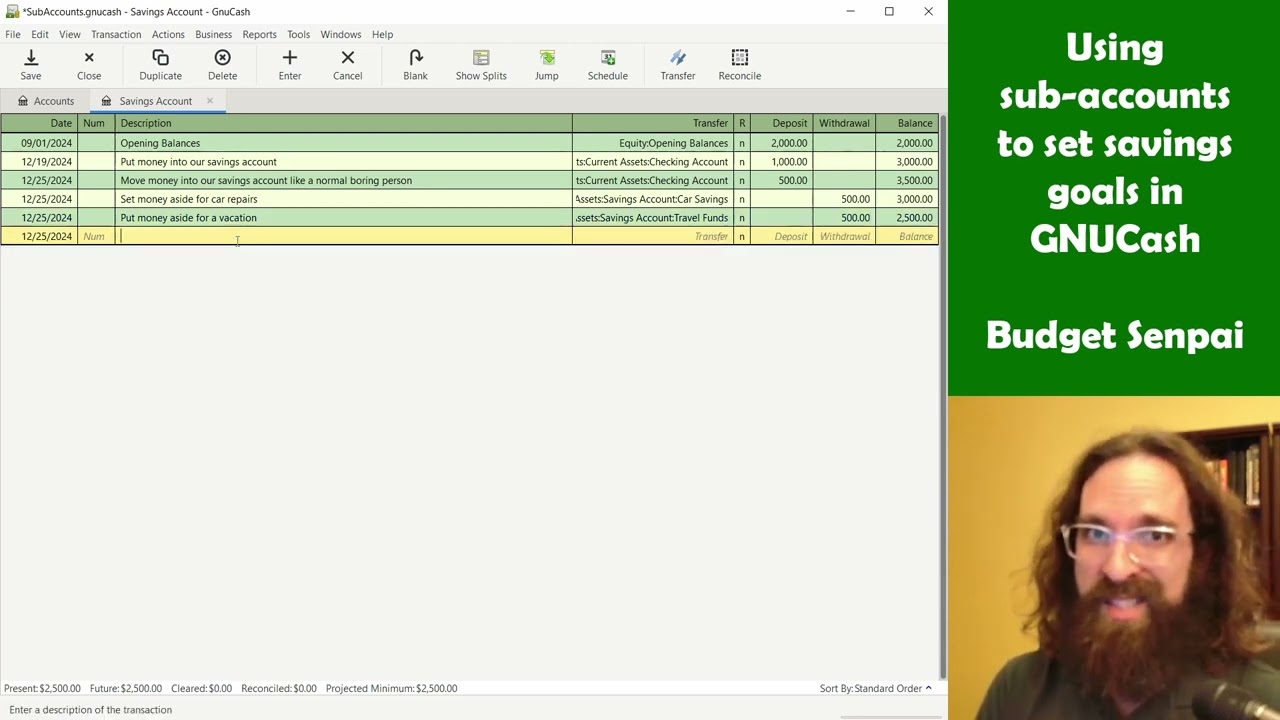 Setting Goals with Sub-Accounts in GnuCash
