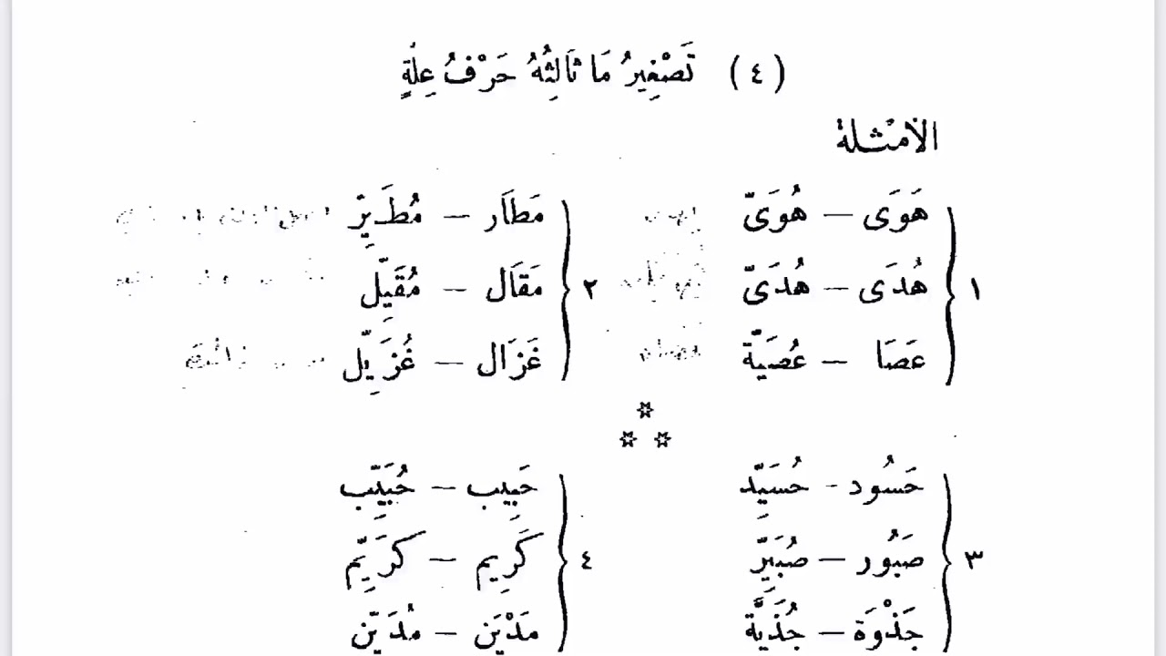 ٤٣٧. تصغير ما ثالثه حرف علة