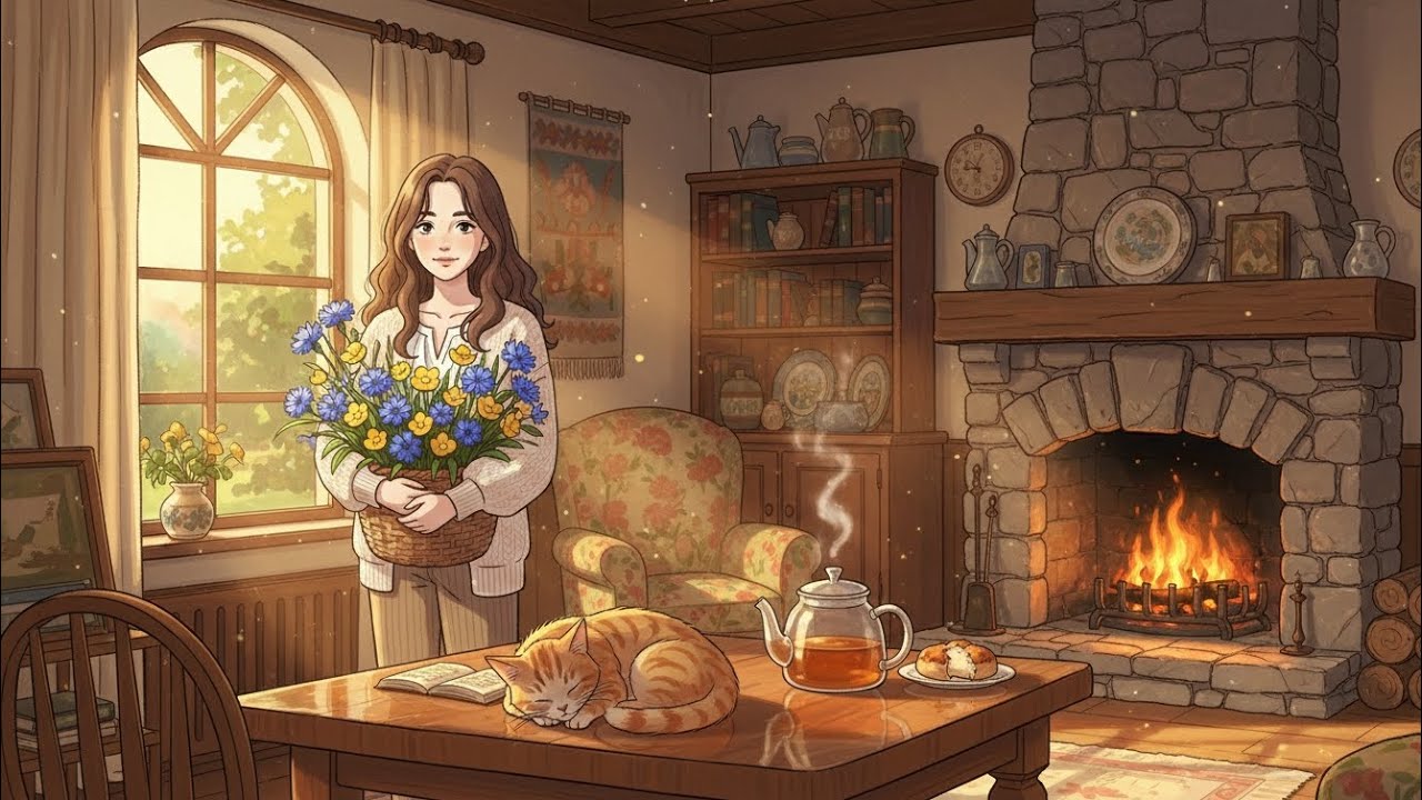 A gentle love letter to solitude — Picking wildflowers in the golden hour #Ghibli Story 