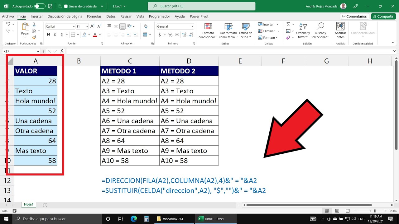 Aprenda a Extraer Información de las Celdas en Excel (Referencias de celda y su Contenido)