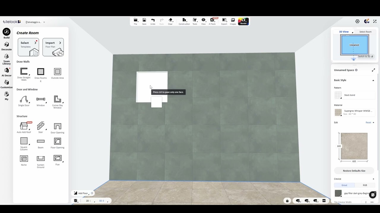 Tutorial 8 - Tilelook 3D Home -  Niche recessed floor and 3D Surface