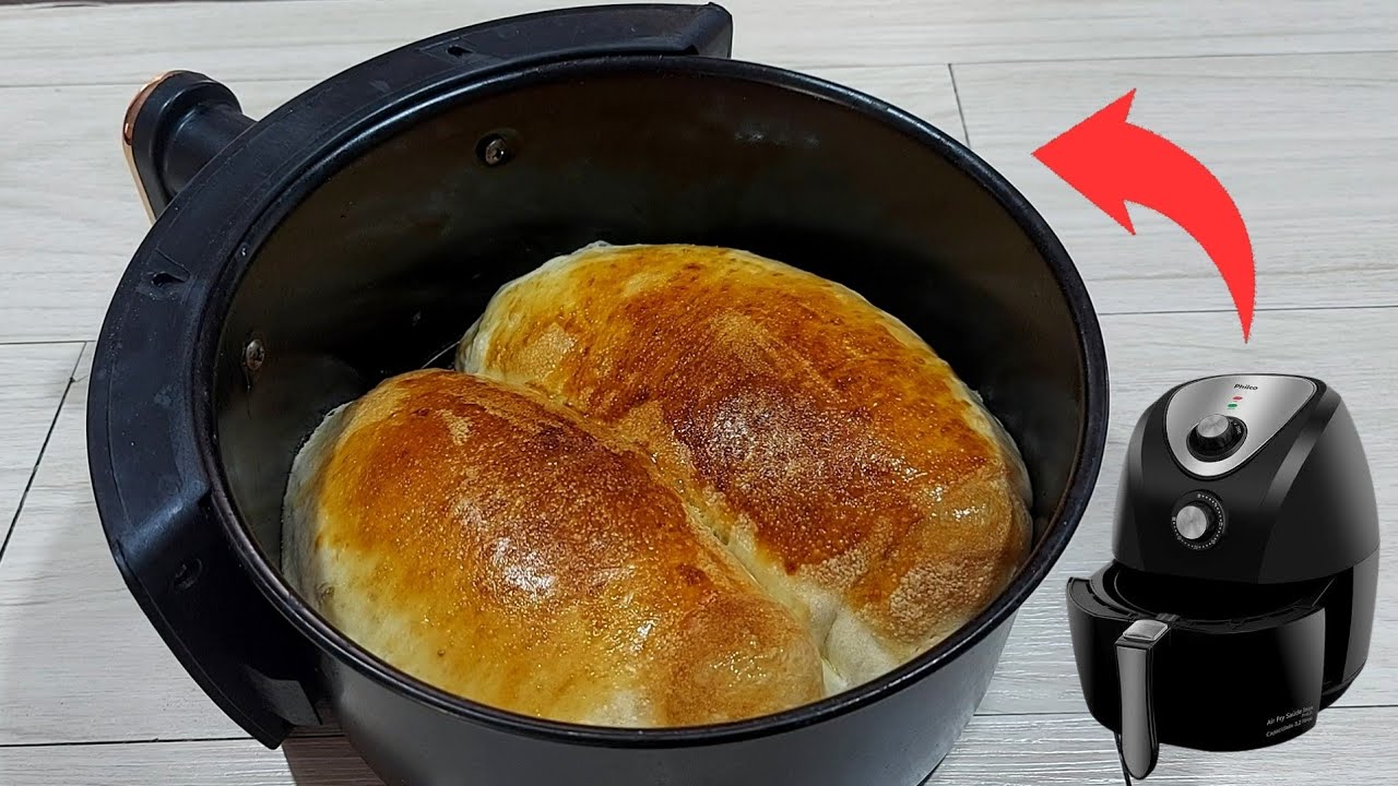 SEM OVOS E NEM LEITE | Como fazer PÃO CASEIRO na AIR FRYER