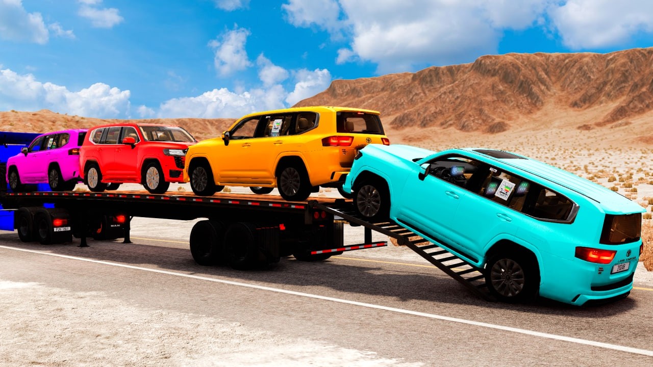 Flatbed Truck Mcqueen | Transportation with Truck - Pothole vs Car #12 - BeamNG.Drive