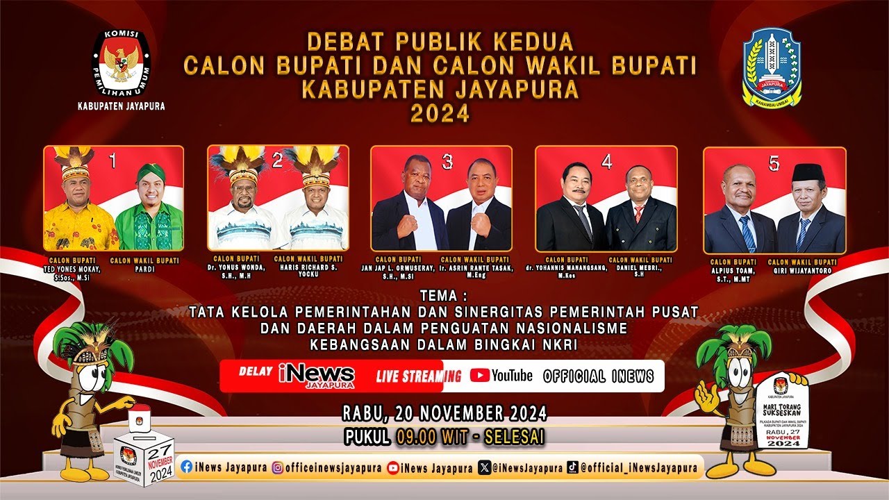 🔴LIVE - Debat Publik Kedua Cabup & Cawabup Kabupaten Jayapura 2024 | Rabu, 20 November 2024