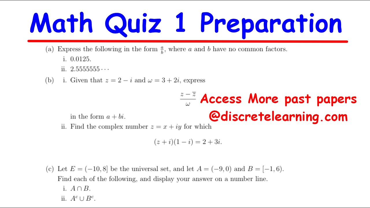 Math Quiz 1 Preparation – Full Step-by-Step Solutions