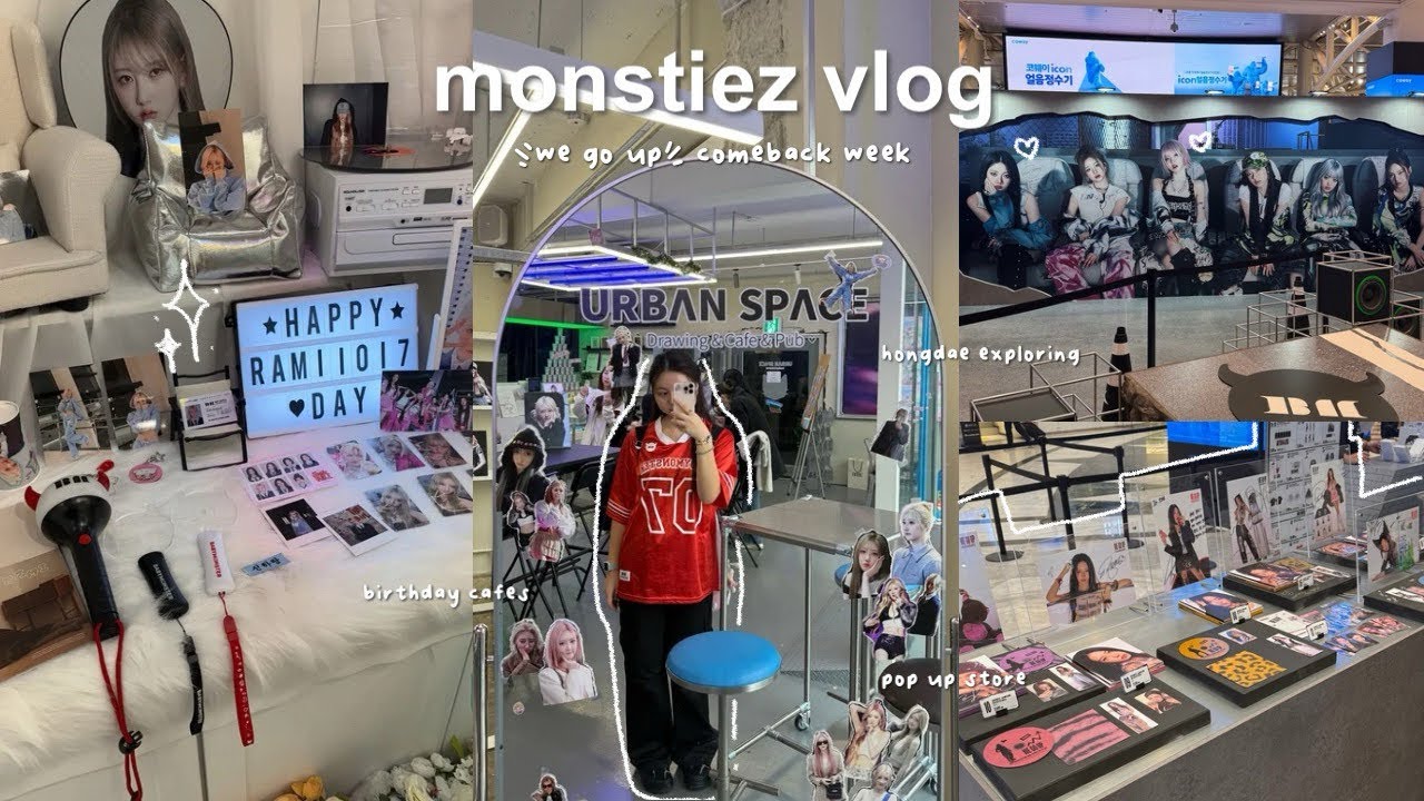 monstiez vlog 🩶 몬스티즈 브이로그, rami cupsleeve, we go up pop up store, exploring hongdae, 2025년 라미 생카