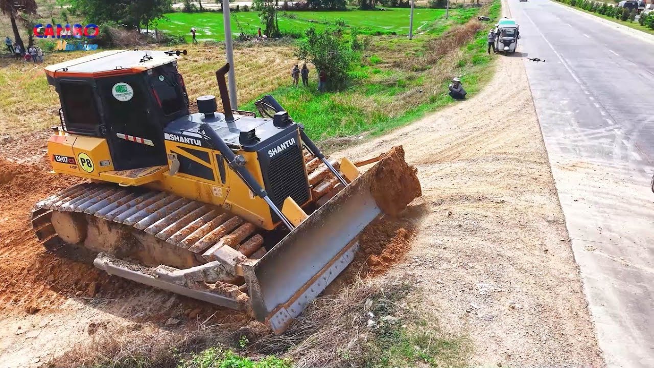 AMAZING! START PROJECT LANDFILL By Excellent Skill Driver DOZER SHANTUi DH17c3 &25T Trucks Unloading