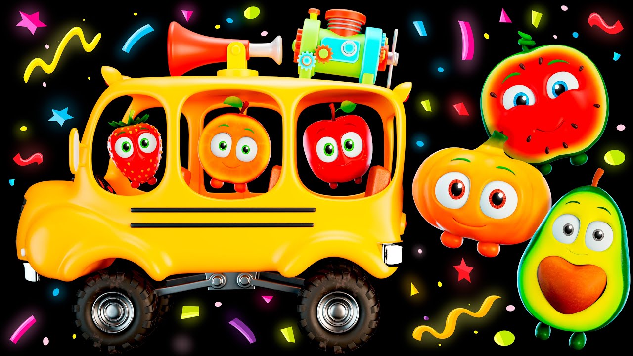 🚌🍉 Автобус с забавными фруктами | Веселая сенсорная анимация и зажигательная музыка! 🍓